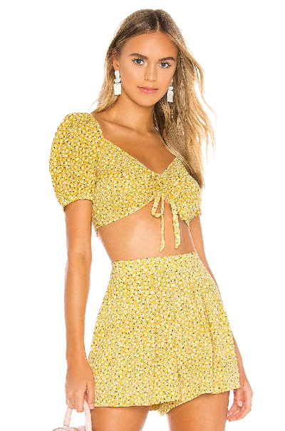 Endless Summer Bella Crop Top In Ditsy Yellow