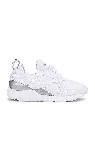 Puma Muse Perf Sneaker In  White &  Silver