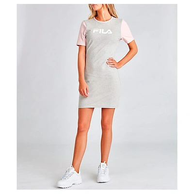 Fila Roslyn Colorblocked T-shirt Dress In Grey