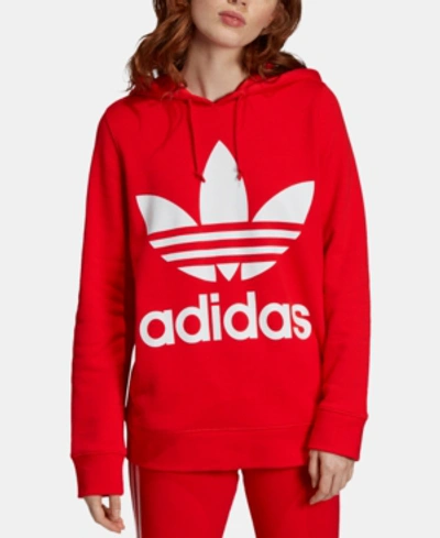Adidas Originals Adidas Women's Originals Trefoil Logo Hoodie In Red Size X-small Cotton/polyester/fleece