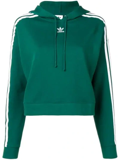 Adidas Originals Women's Originals Striped Cropped Hoodie, Green - Size Xsm