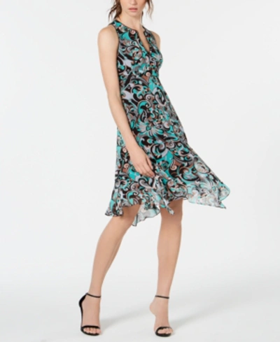 Nanette Lepore Silk Printed Dress In Turquoise Multi
