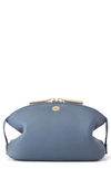Dagne Dover Large Lola Leather Cosmetics Pouch In Ash Blue