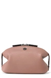 Dagne Dover Large Lola Leather Cosmetics Pouch In Warm Dust
