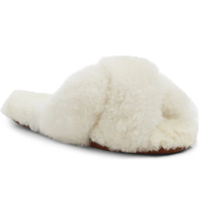 Ariana Bohling Crisscross Genuine Alpaca Slipper In White