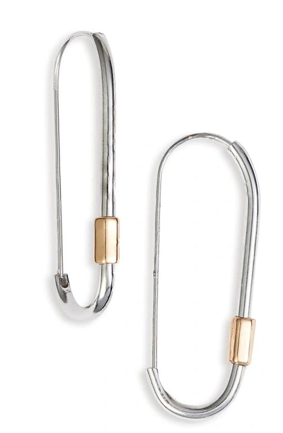 Allsaints Carabiner Hoop Earrings In Silver/ Gold