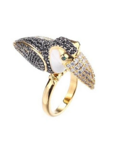 Noir Tucan Ring With Cubic Zirconia Stones In Gold