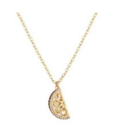 Noir Cubic Zirconia Lemon Necklace In Gold