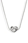 Kate Spade Silver Loves Me Knot Mini Pendant Necklace In Silver Tone,yellow