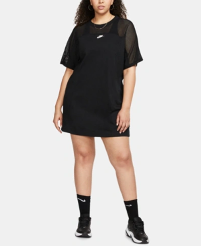 Nike Plus Size Sportswear Cotton Mesh Dress In Black