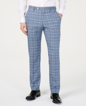 tommy hilfiger blue plaid suit