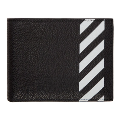 Off-white Stripe-print Bi-fold Leather Wallet In Black
