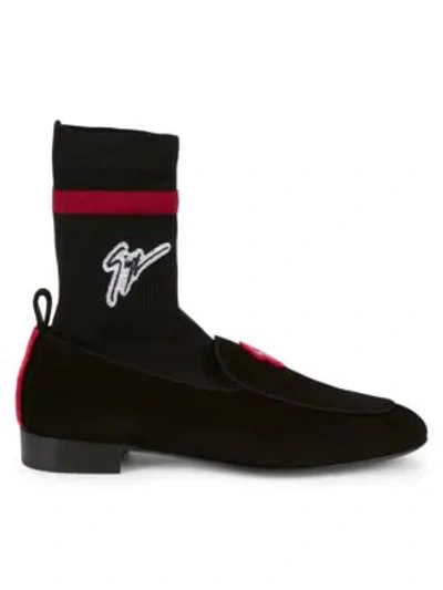 Giuseppe Zanotti Lightening Sock Loafers In Black