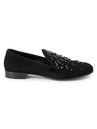 Giuseppe Zanotti Embellished Round-toe Loafers In Black