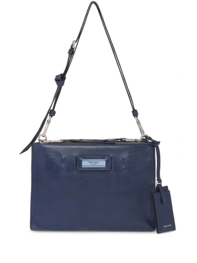 Prada Etiquette Leather Bag In Blue
