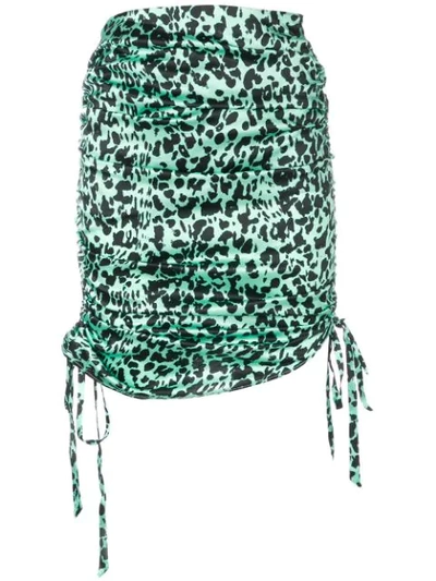 Laneus Leopard Print Drawstring Skirt In Green