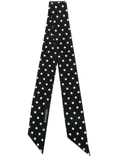 Andamane Polka Dot Thin Scarf - Black