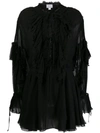 Redemption Sheer Ruffle Flare Dress In Black