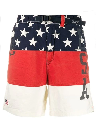 Polo Ralph Lauren Usa Colour Block Shorts In Red