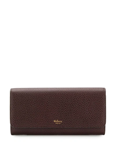 Mulberry Red Grained-leather Continental Wallet In Nero