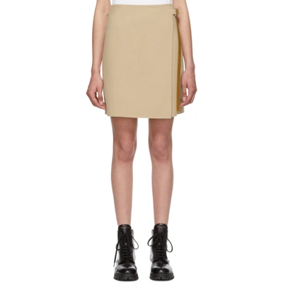 Helmut Lang Double-face Wool & Cashmere Wrap Skirt In Camel