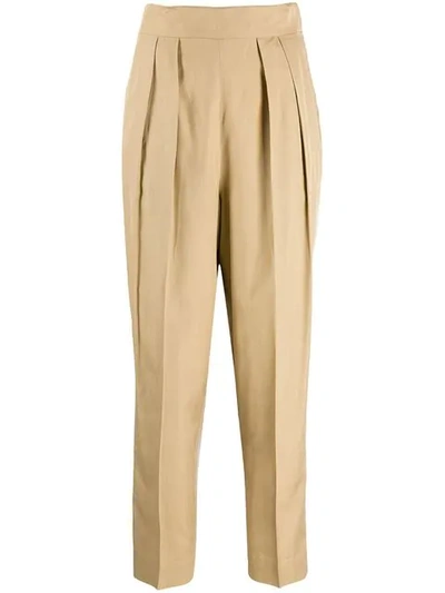 Theory Pleated Trousers In Neutrals