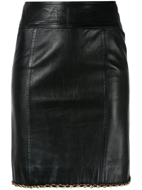 Chanel Cc Logos Chain Skirt - Black | ModeSens