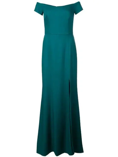 Amsale Off-shoulder Gown In Green