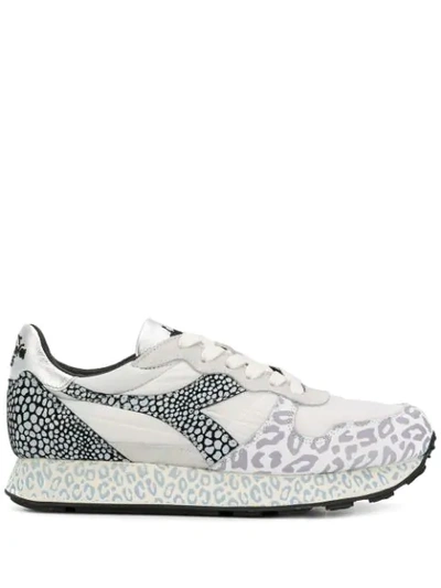 Diadora Leopard Print Panelled Sneakers In White