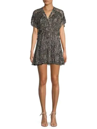 Iro Gilio Print Ruffled Mini Dress In Grey Beige