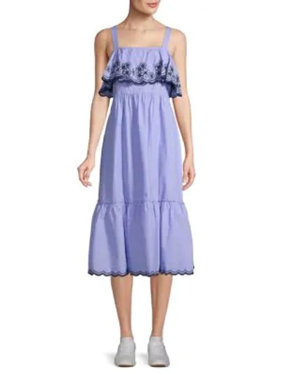 Kate Spade Daisy Embroidered Maxi Dress In Ensemble Blue