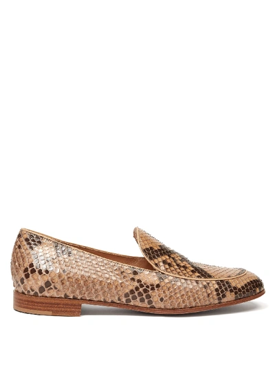 Gianvito Rossi Python Slip-on Loafers In Beige
