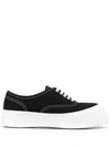 Marni Exaggerated-sole Low-top Canvas Trainers In Black