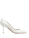 Aquazzura Purist 75 Crocodile-effect Leather Pumps In White