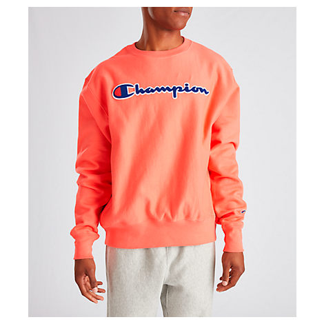 Champion Men's Reverse Weave Chenille Logo Crewneck Sweatshirt, Orange -  Size Xlrg | ModeSens