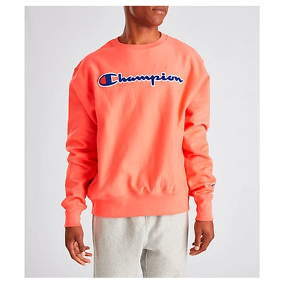 Champion Men's Reverse Weave Chenille Logo Crewneck Sweatshirt, Orange -  Size Xlrg | ModeSens