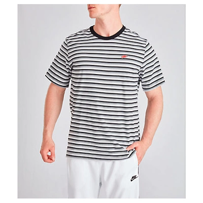 Nike Men's Sportswear Stripe Futura T-shirt In White / Grey Size 2x-large 100% Cotton