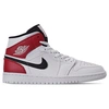 Nike Men's Air Jordan 1 Mid Retro Basketball Shoes In White Size 13.0 Leather
