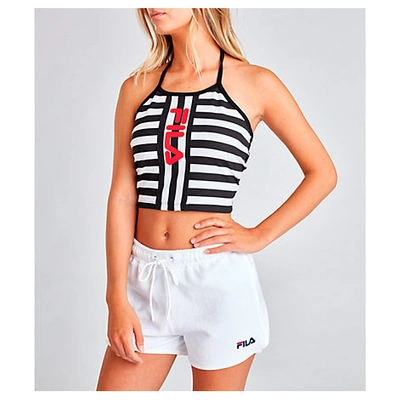Fila Brinley Striped Cropped Halter Top In Black ModeSens