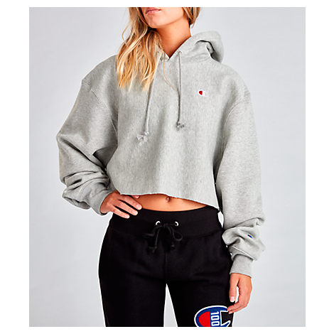 champion grey cropped hoodie