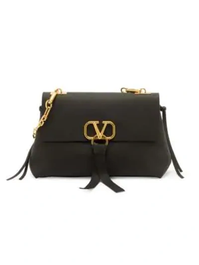 Valentino Garavani Small Vring Leather Shoulder Bag In Black