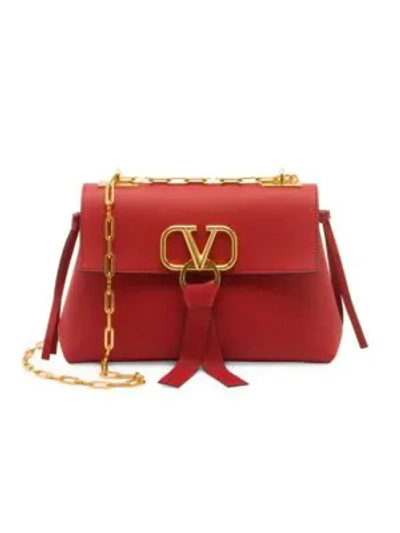 Valentino Garavani Small Vring Leather Shoulder Bag In Red