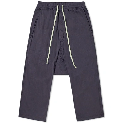 Rick Owens Drkshdw Drawstring Cropped Pant In Blue