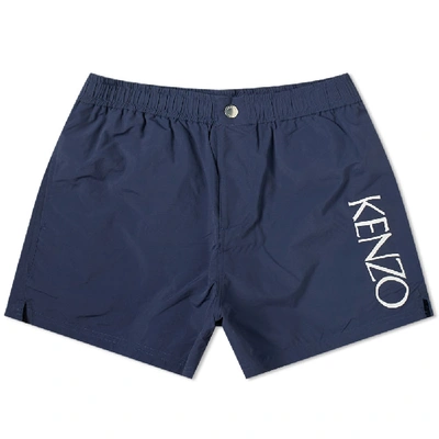 Kenzo Logo Swim Short In Blue