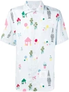 Thom Browne Gnome-print Short-sleeved Cotton-poplin Shirt In White