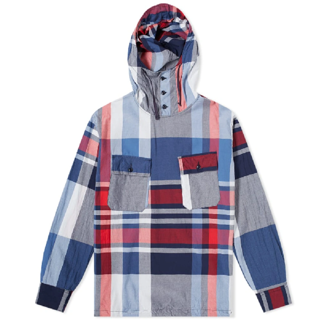Engineered Garments Cagoule Popover Madras Shirt Jacket In Blue
