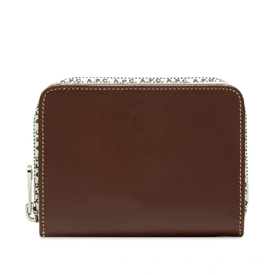 Apc A.p.c. Emmanuel Logo Zip Wallet In Brown