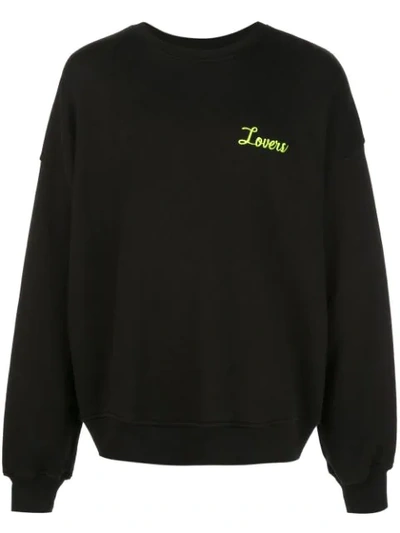 Amiri Lovers Oversized Sweatshirt In Black/neon Yellow