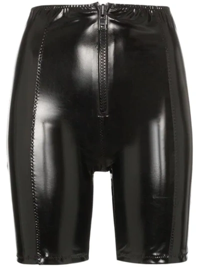 Lisa Marie Fernandez Zip-detailed Stretch-pvc Shorts In Black