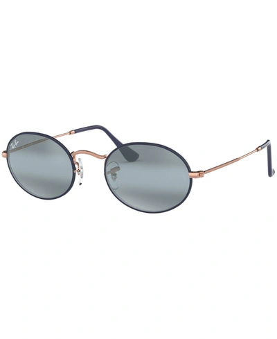 Ray Ban 54mm Round Sunglasses - Gold/ Blue Mirror In Gold/ Blue Mirror